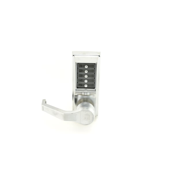 Kaba Left Hand Mechanical Pushbutton Exit Trim Lever Lock; Combination Only Satin Chrome Finish